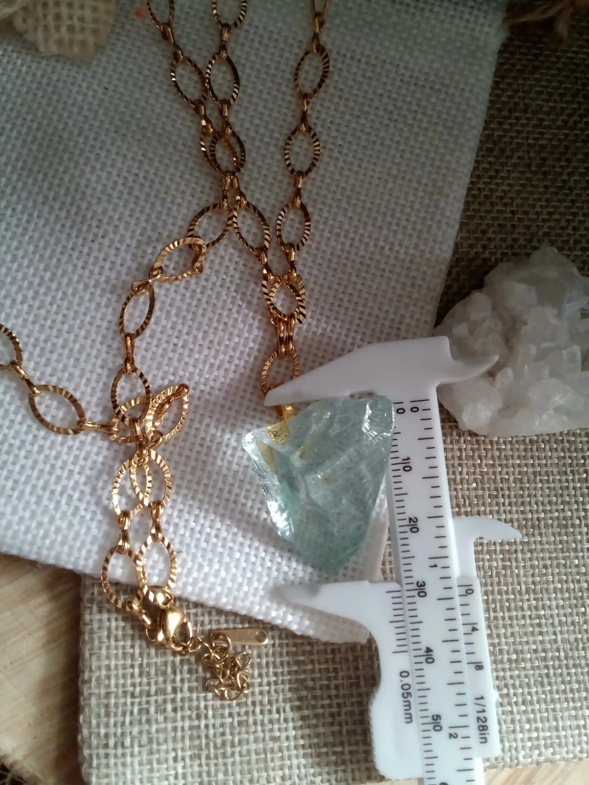Collier sautoir avec pierre naturelle bleue aigue marine – photo 3
